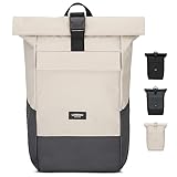 Larkson Rucksack Damen Herren Beige Grau - No 4 - Rolltop...